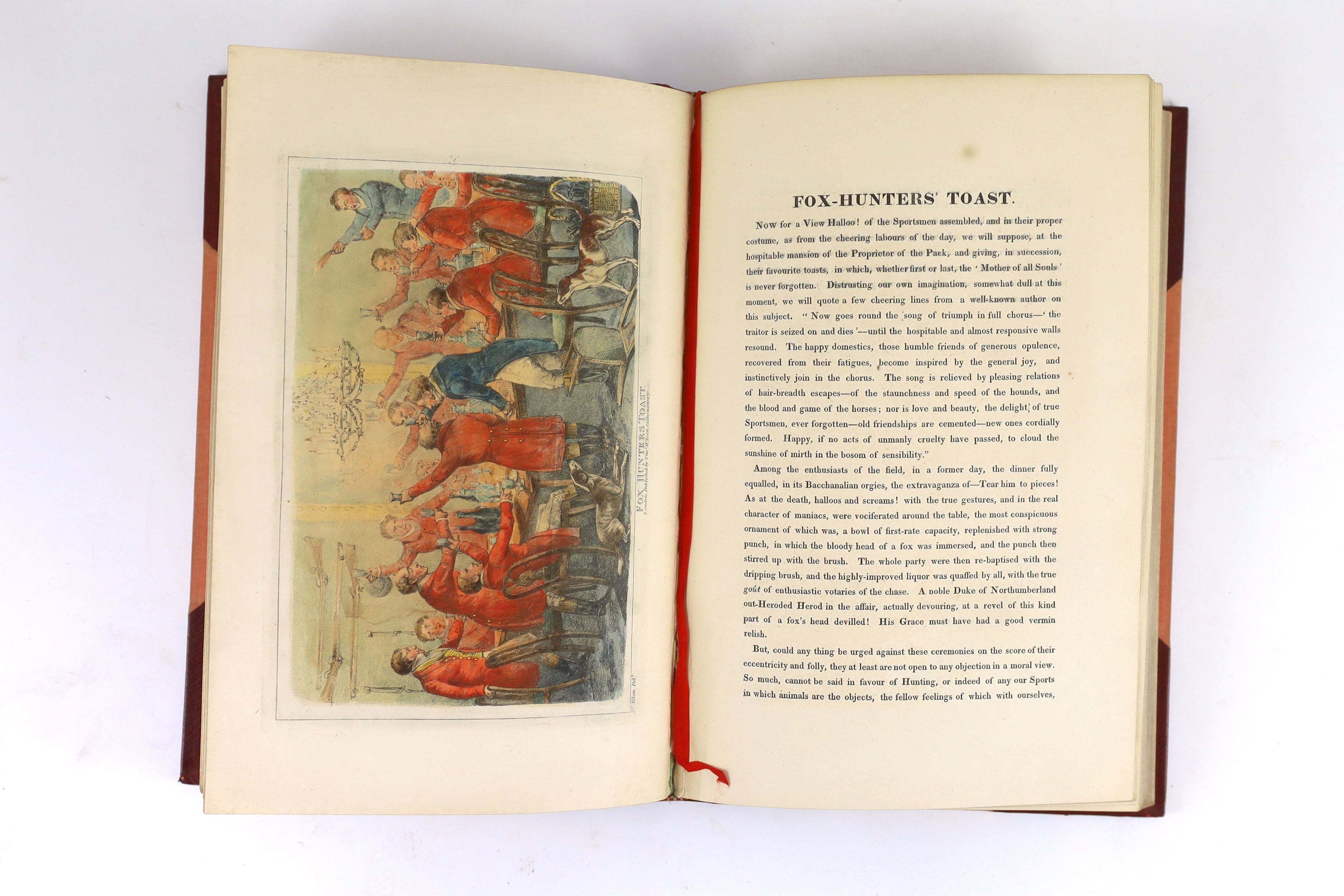 Allen, Henry - The National Sports of Great Britain, 4to, half red morocco gilt, with 50 hand-coloured plates, Thomas M’Lean, London, 1825